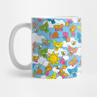 Baby Animals Background Blue Mug